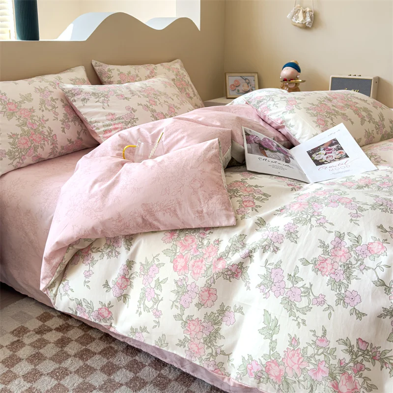 Высококачественный Дышащий Хлопковый Пододеяльник Комплект Из 4 Предметов