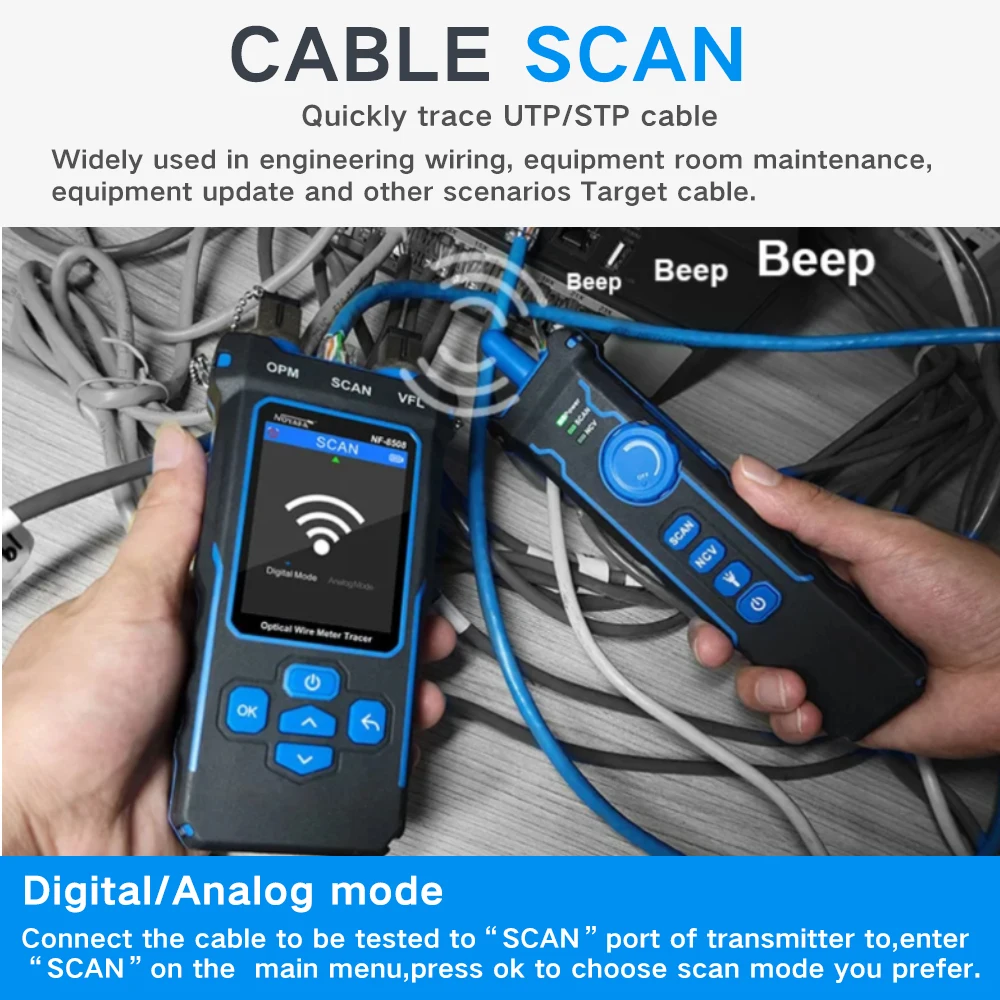 Фото Тестер сетевого кабеля OPTFOCUS CAT5 CAT6 POE, проверка сетевых линий, тестер высокого качества OPM VFL 10 мВт №3