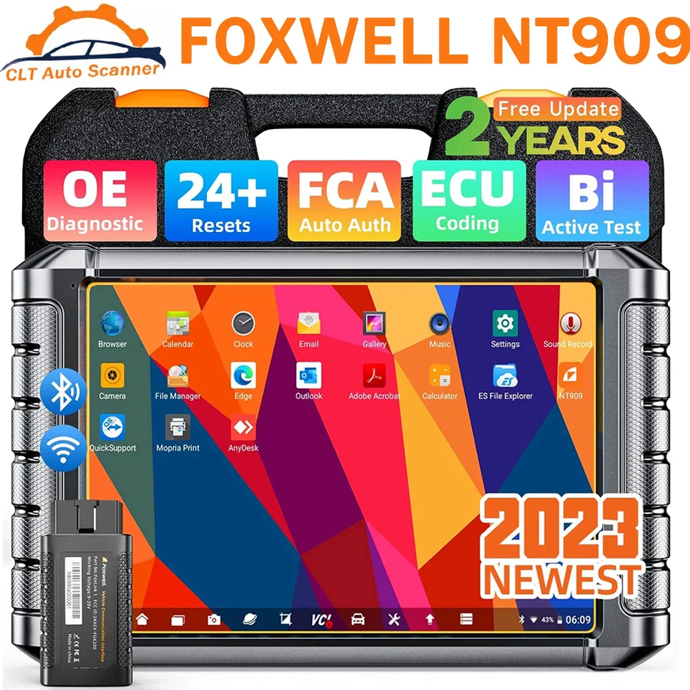 

Автомобильный Bluetooth-сканер FOXWELL NT909 OBD2, OE-уровень, двунаправленное управление, кодирование ECU, управляемые функции, OBD Диагностика автомобиля