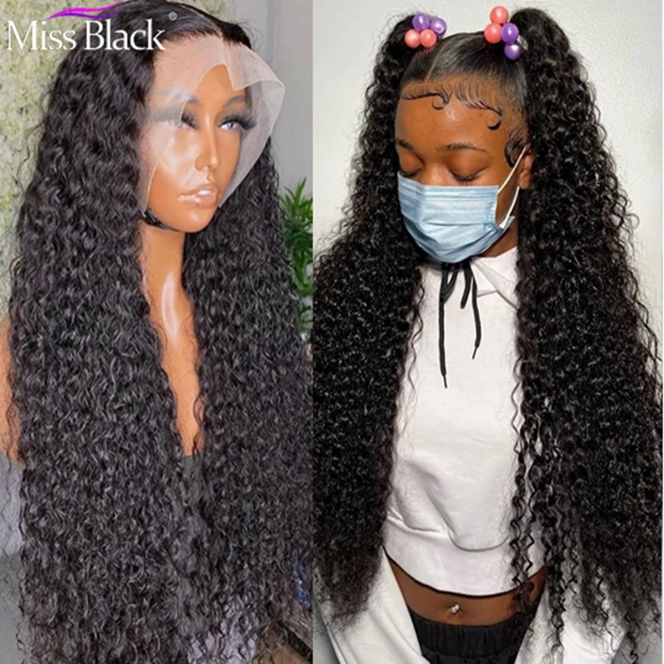 32 34 36 Inch Deep Wave 13X4 13X6 Lace Frontal Human Hair Wigs Brazilian Remy 4X4 Lace Closure Curly Wig for Black Women
