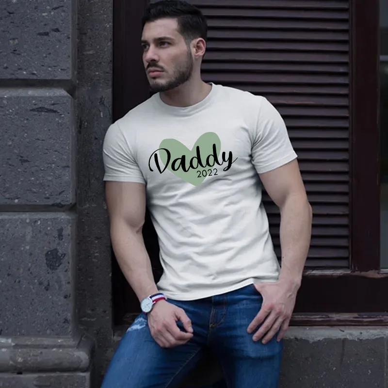 

футболка мужская модная Daddy 2022 Letter Print Short Sleeve Funny T shirts Casual Men's Clothes White Sports T-Shirt Tops S-9XL