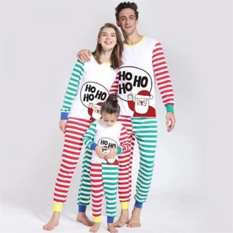 

Merry Christmas 2023 Family Pajamas Patchwork Printing Mother Daughter Matching Clothes Casual Soft Sleepwear Xmas Family Look