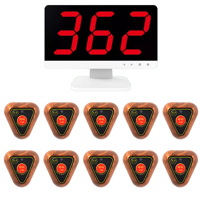 JIANTAO JT-362+S2 With 10 Pagers Sound Amplifier Desktop Wireless Calling System 3 Digit Led Display For Hookah Restaurant