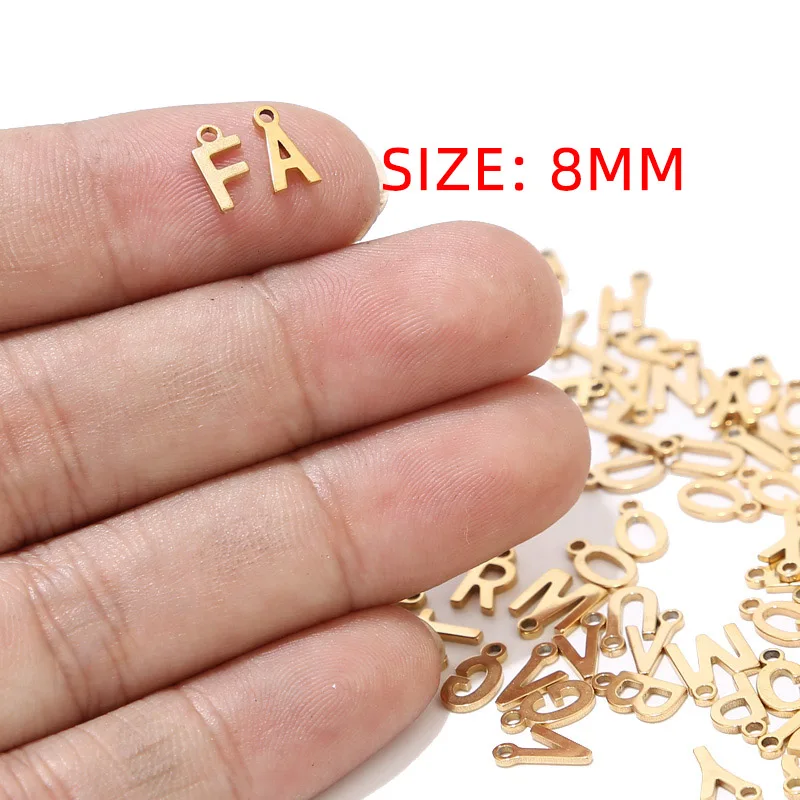 30pcs Stainless Steel Gold Letter Charm Beads Alphabet Loose Pendants Assorted for Personalized Bracelet Necklace Gifts Making - купить по