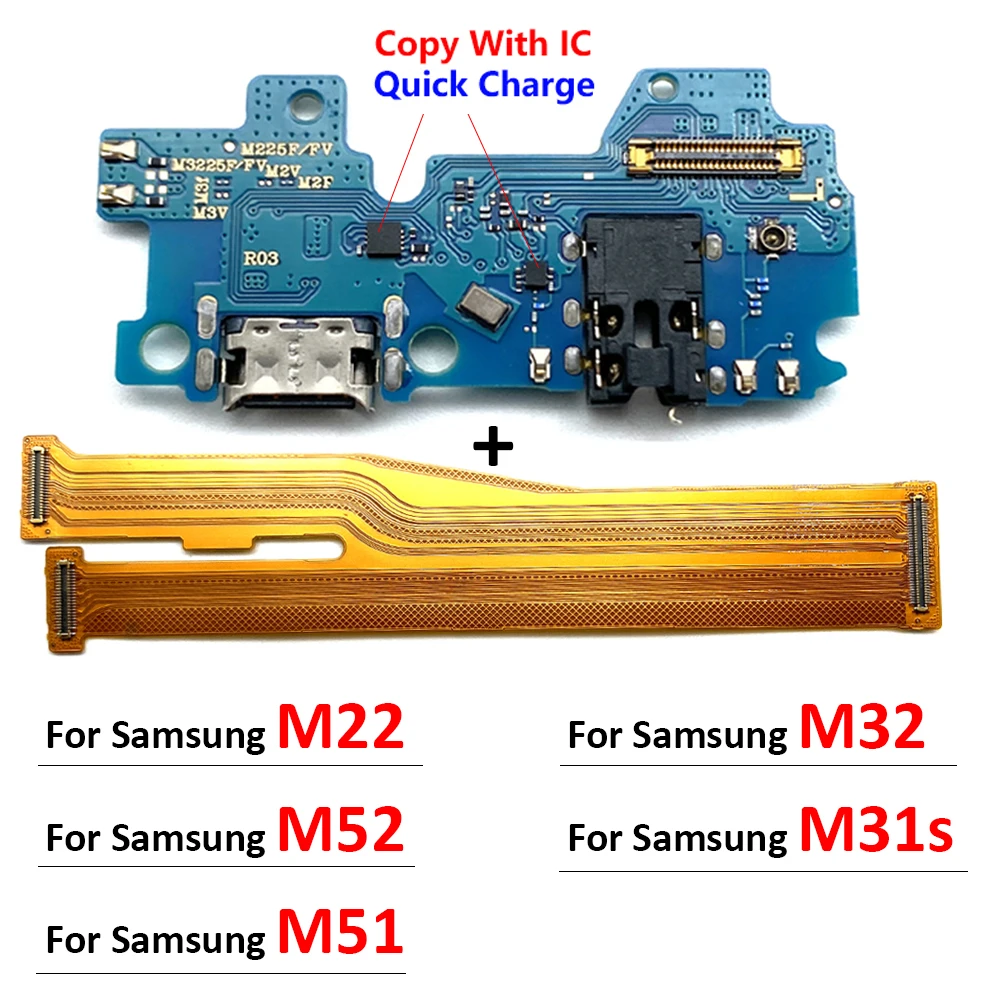 

New For Samsung Galaxy M22 M31S M32 M51 M52 USB Charge Port Jack Dock Connector Charging Board Mainboard Main Flex Cable