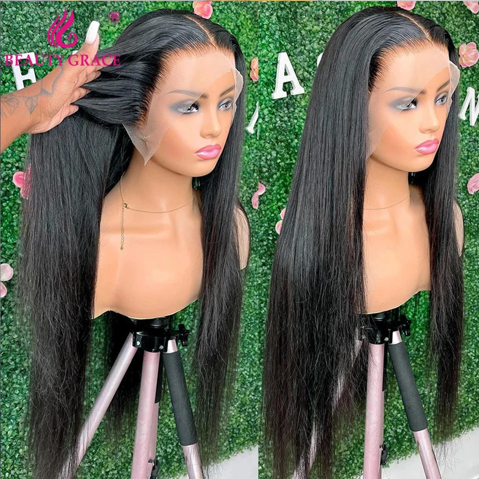 30 34 Inch Bone Straight HD Transparent 13X4 Lace Frontal Wigs For Women Brazilian Glueless Lace Front Human Hair Wig Sale