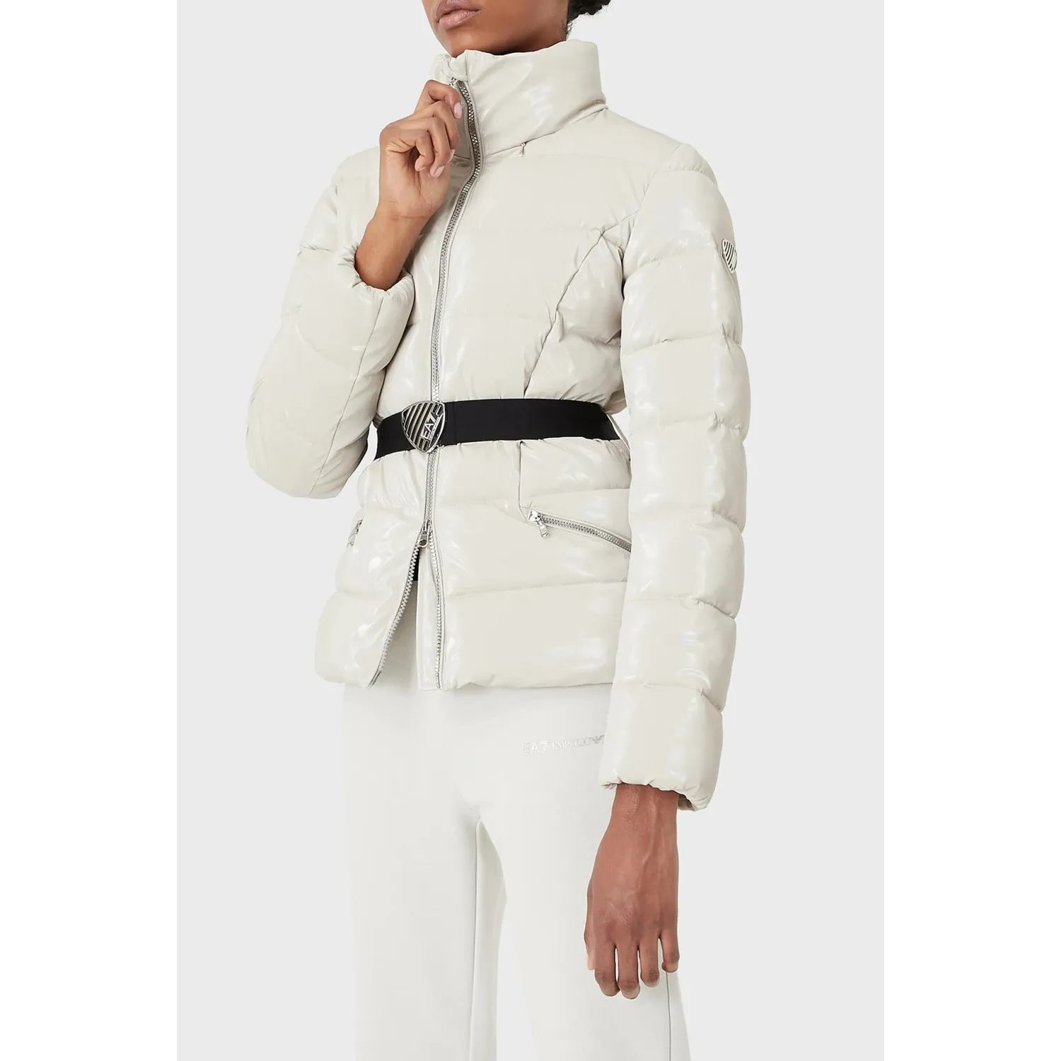 EA7 Блестящее пальто с воротником-стойкой