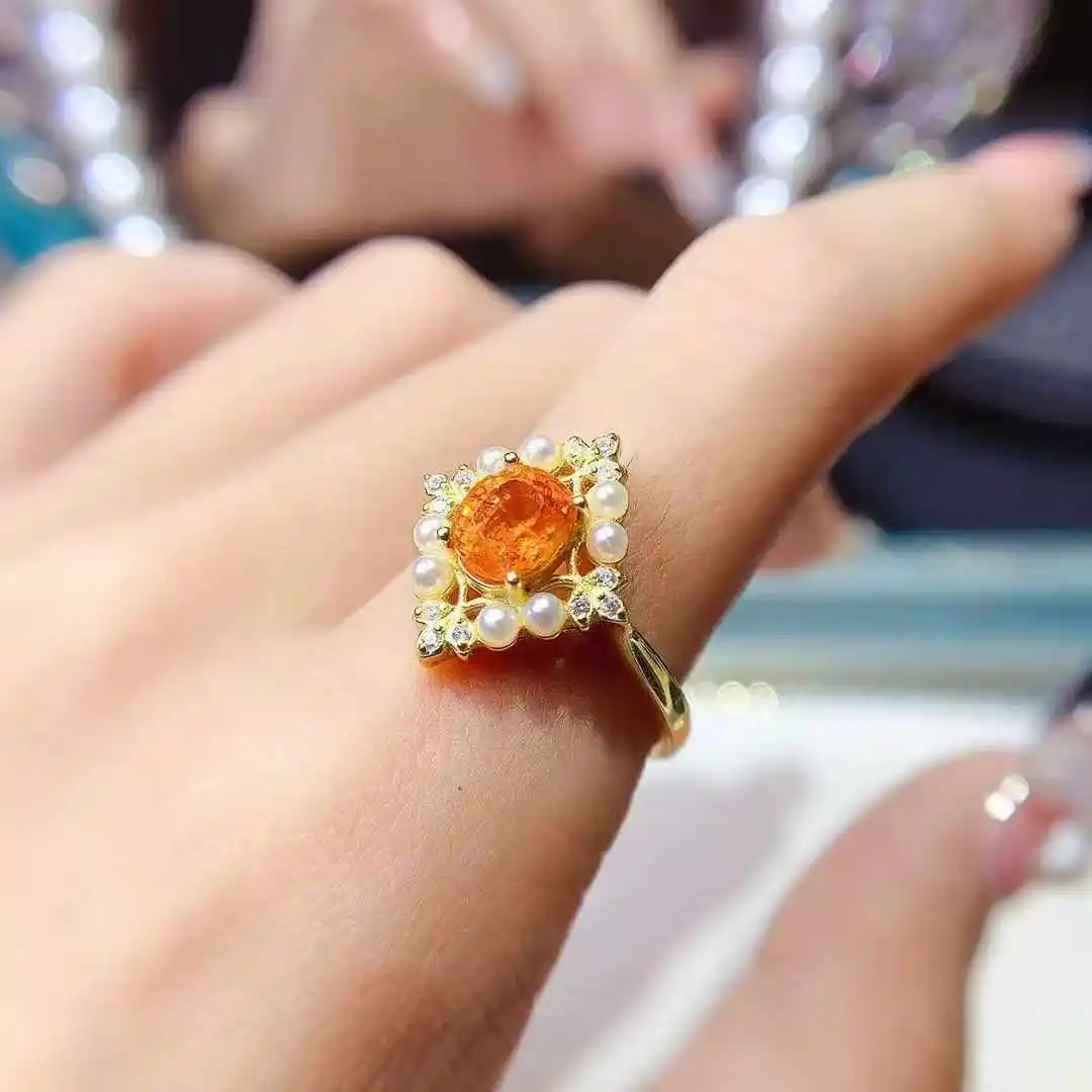Фото KJJEAXCMY Женское роскошное кольцо с натуральным драгоценным камнем Fanta Garnet, новое, из чистого серебра 925 пробы, подарок для подруги №3