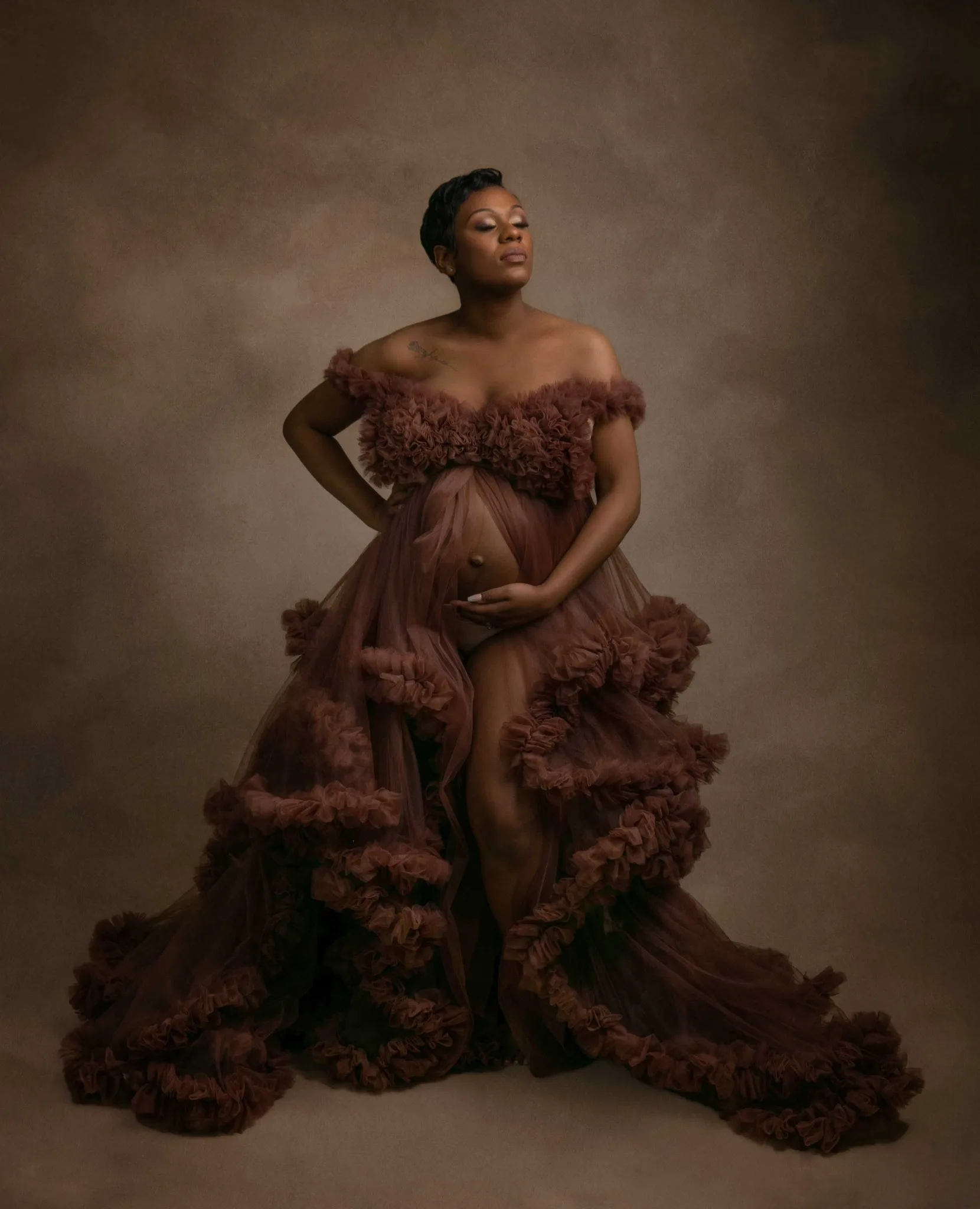 Auburn халаты для беременных с оборками фотосессии женские платья пеньюар душа