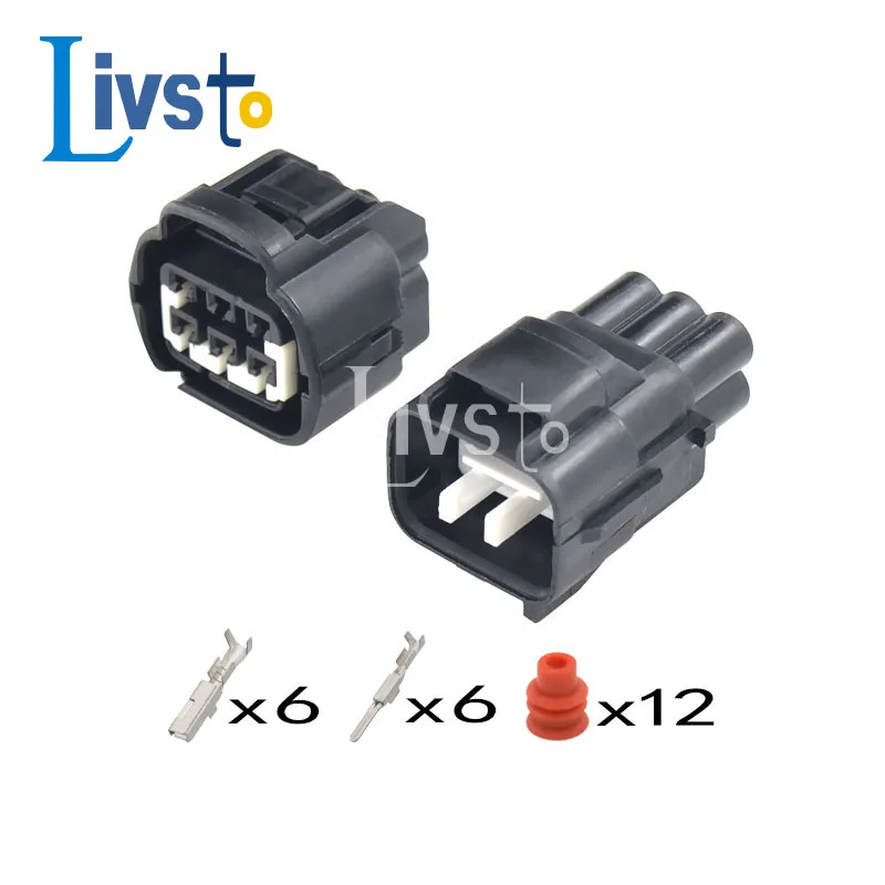 5 комплектов, 6 контактов, водонепроницаемый автомобильный разъем, флейта ускорителя, педаль акселератора, розетка заглушка фары 90980-11034