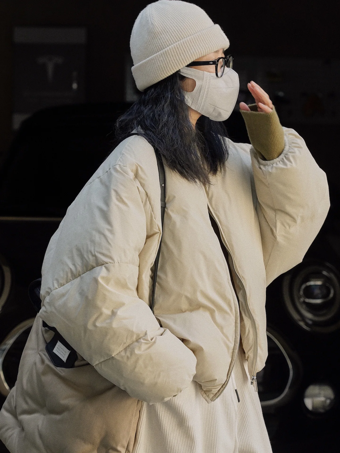 woman warm light short coat