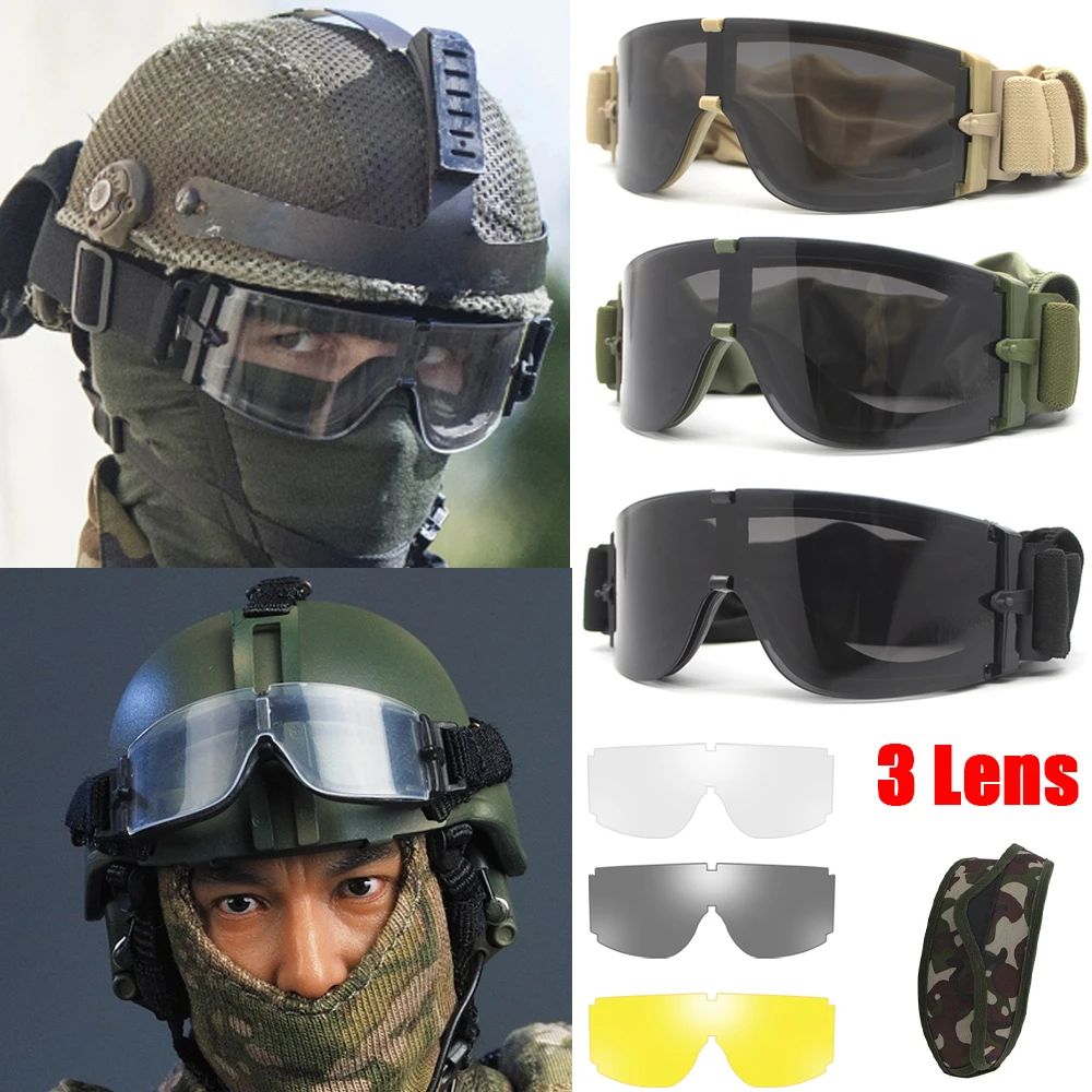 

JSJM X800 Military Tactical Goggles Men Outdoor Sports Windproof Dustproof Glasses CS Paintball Goggles Mountaineering Eyewear