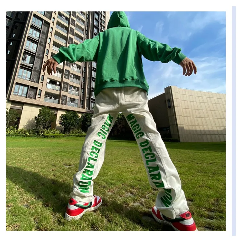 White Jeans Baggy Pants Embroidered Streetwear Men Women's Woman Hip Hop Trousers Man Casual Y2k Jean Trendyol Tendance Men's