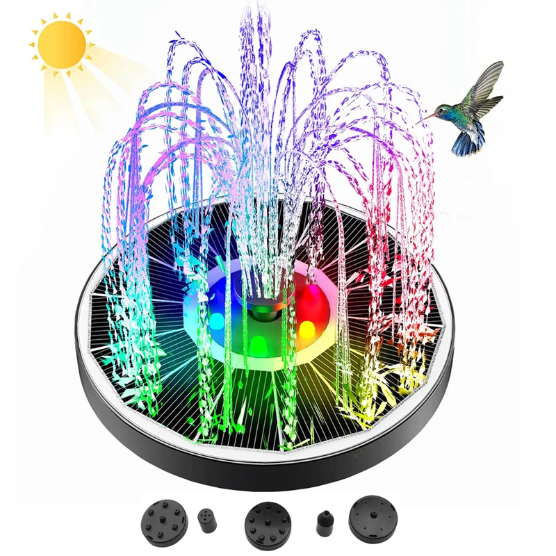 

3.5W Solar Fountain Pump Energy-saving Plants Watering Kit Colorful Solar Fountain Solar Panel Bird Bath Fountain Outdoor Pool