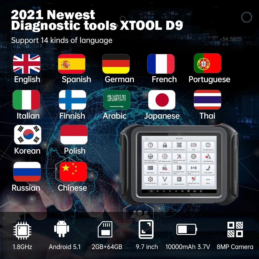 Автомобильный сканер XTOOL D9 Топологическая карта активное тестирование