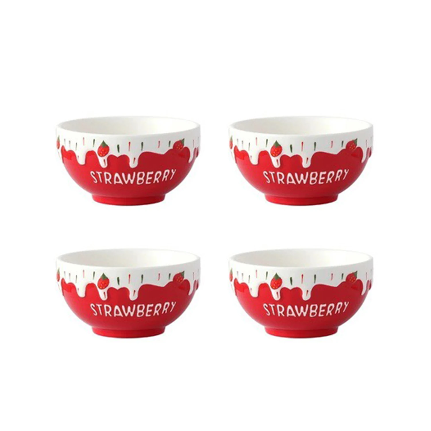 

Creative Ceramic Bowl Set Strawberry Food Cutlery Container Noodle Bowl Daily Household Kitchen Restaurant Tableware Cereal Rice