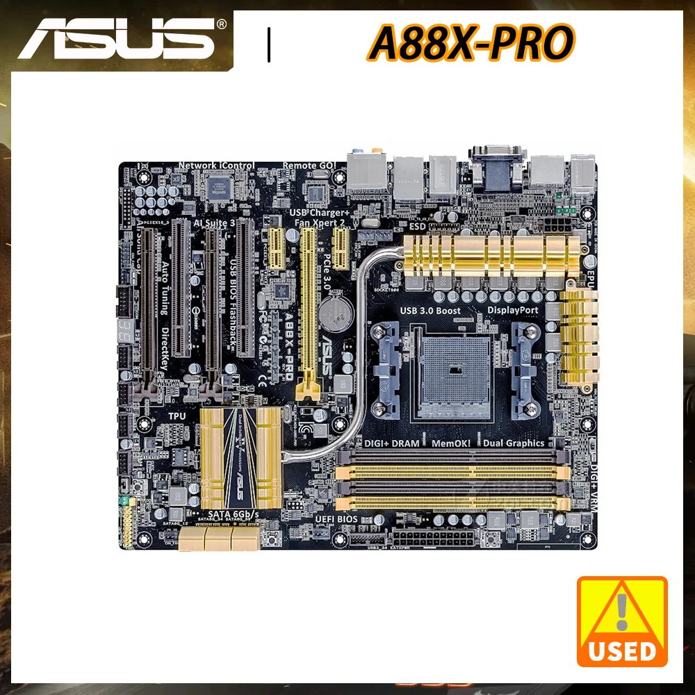 

ASUS A88X-PRO Mother Borad DDR3 FM2 Motherborad AMD A88X 64GB 1333MHz Memory VGA DVI HDMI SATA III ATX PCI-E 3.0 X16 Slot