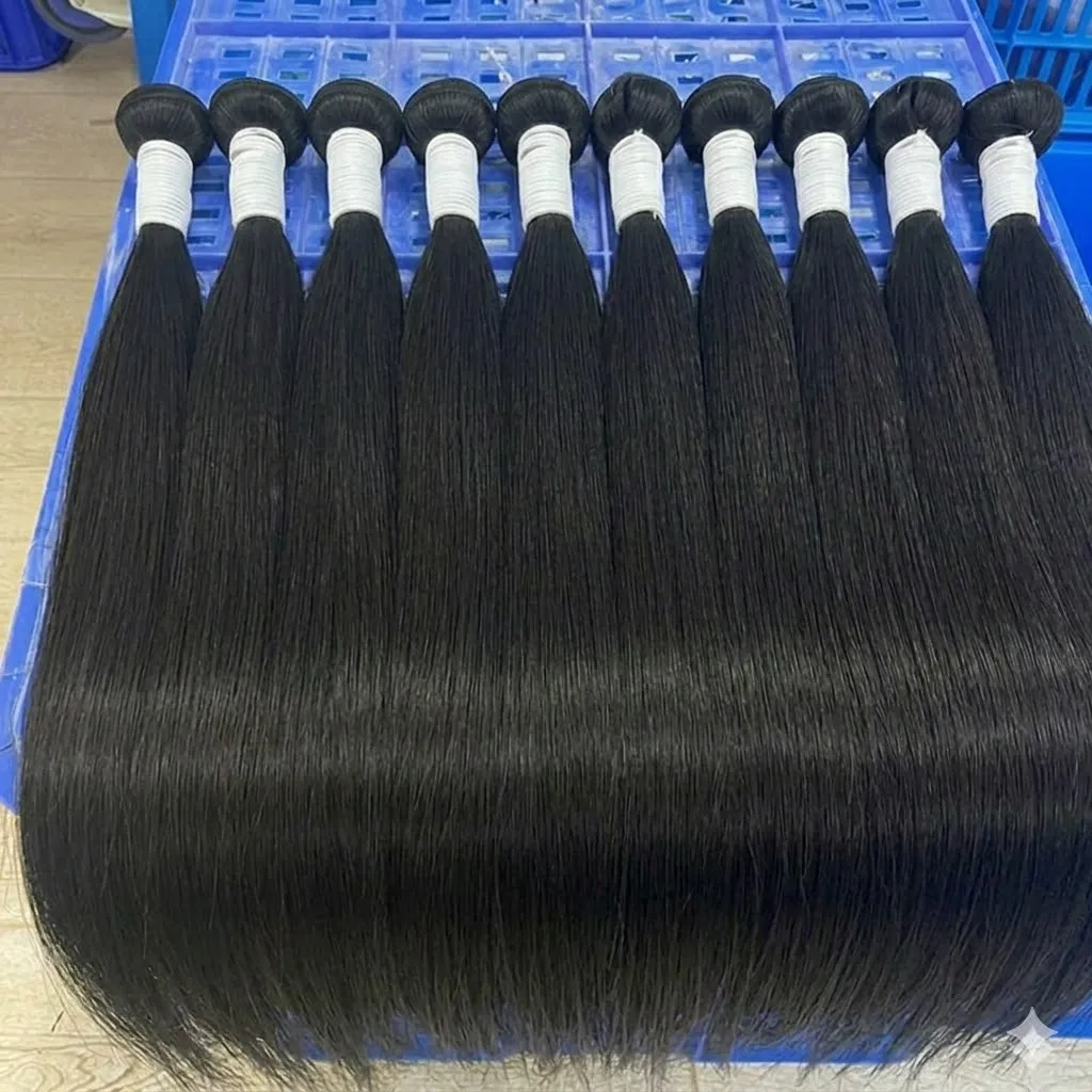 Luckockos 14A Bone Straight Human Hair Bundles 32 34 Inch Raw Hair Bundles 100% Human Hair Brazilian Virgin Hair 3/4/5 Bundles