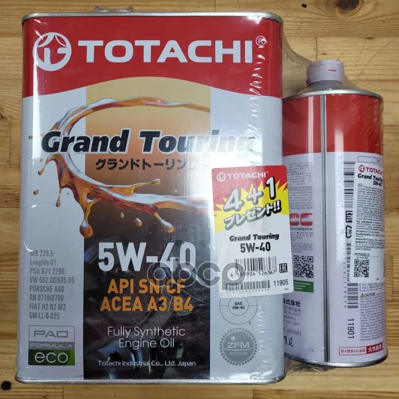 Totachi Grand Touring Fully Synthetic Sn/Cf 5W-40 Акция 4+1=5Л TOTACHI арт. 11905
