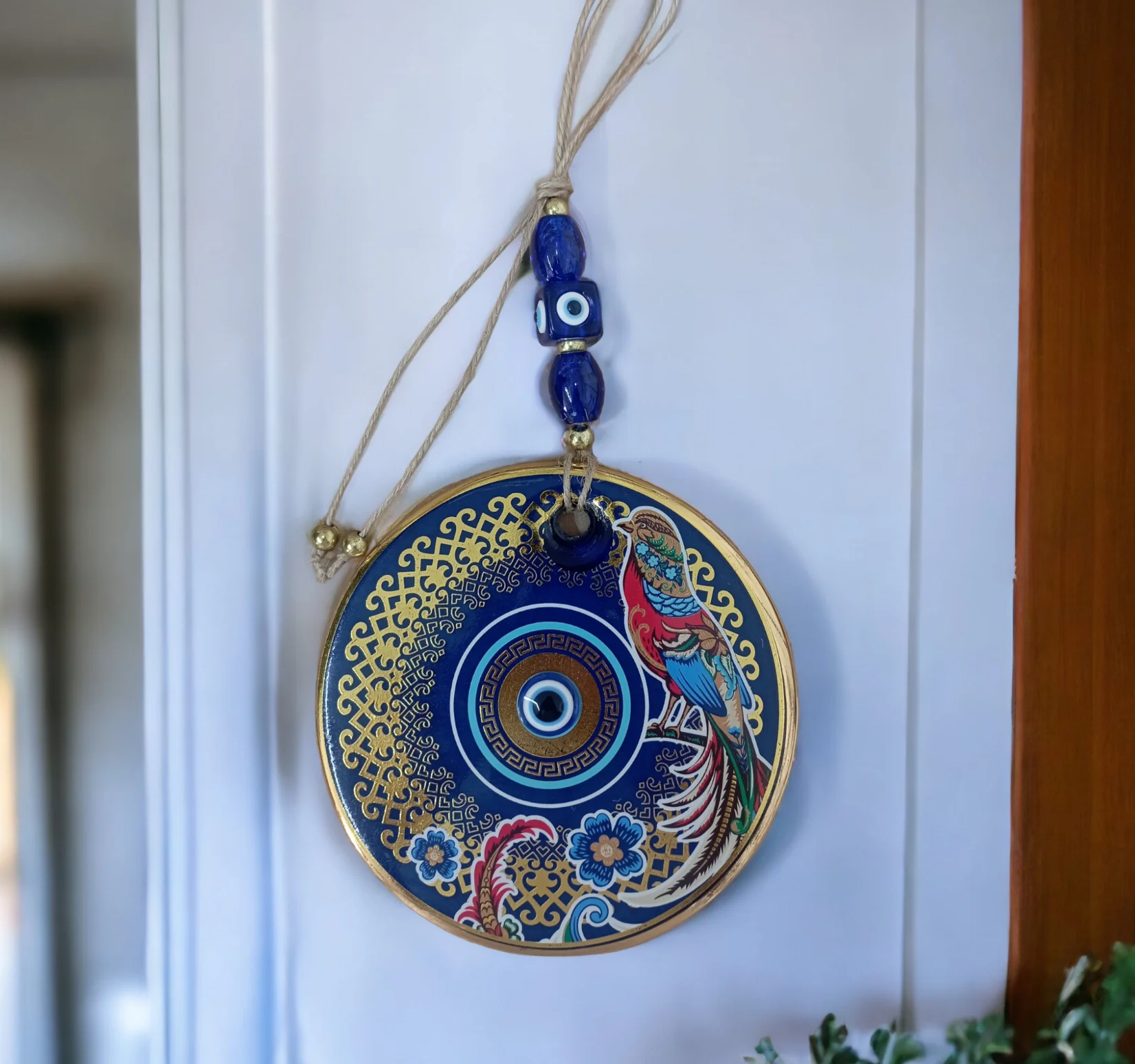 Позолоченная летящая птица цветок и сглаза украшение для стен из бисера