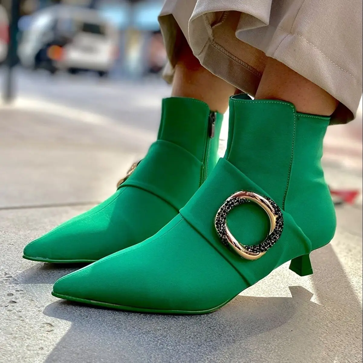 Pointy thin heel women's Boots New Martin boots Sexy Ladies Zip V Shape Booties Elegant Party Dress Ladies 2022 Modern Boots