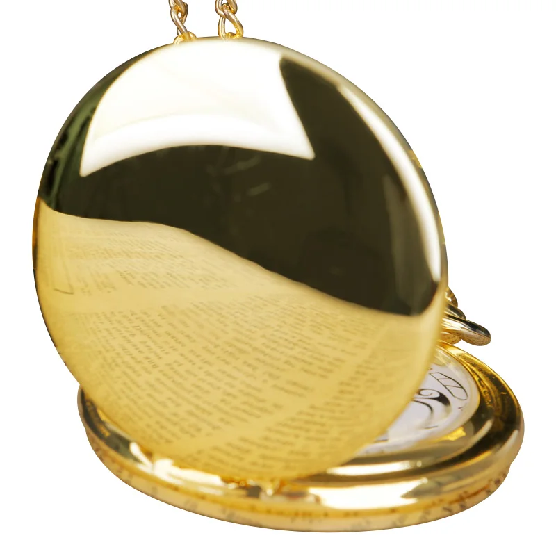 10pcs Luxury Gold Half Hunter Quartz Pocket Watches For Men Women Arabic Numerals Display Clock With Chain Pendant Gifts