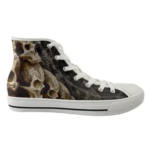 Мужские высокие кеды INSTANTARTS, Вулканизированная подошва, крутая дышащая обувь с принтом черепа, на шнуровке, повседневные кроссовки