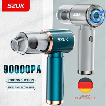 SZUK 휴대용 무선 미니 자동차 진공 청소기, 강력한 청소 기계, 자동차 가전 블로우 키보드, 90000PA