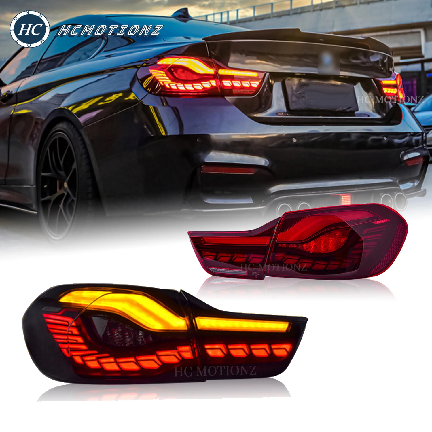 

HCmotion LED Tail Lights For BMW M4 F32 F33 F36 F82 F83 2014-2020 Car DRL Rear Back Lamps Assembly Start UP Animation