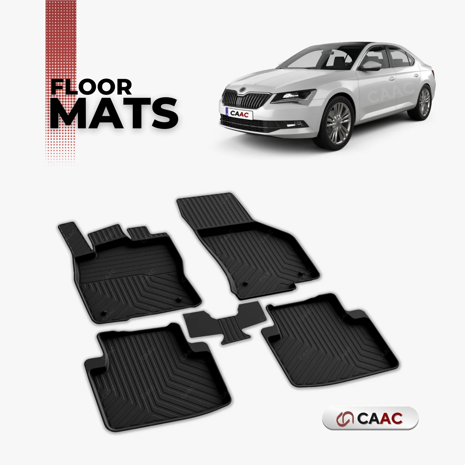 For Skoda Superb SD 2015-2023 Floor Mats Lining All Air Molded 4D Black 5 Piece Modified Design Accessory New Model Car Ornament