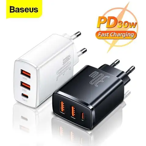 Зарядное Baseus PD 20 USB IPhone 14 13 Pro Max Plus Xiaomi 30 Вт Быстрая Зарядка QC3.0 Type C Зарядное Устройство Зарядный