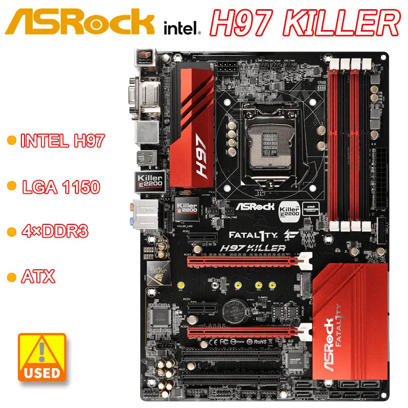  ASRock H97 KILLER LGA 1150 Intel H97 USB3.0 SATAIII DDR3 32  USB3.0 VGA ATX   Core i7/i5/i3/Pentium/Celeron