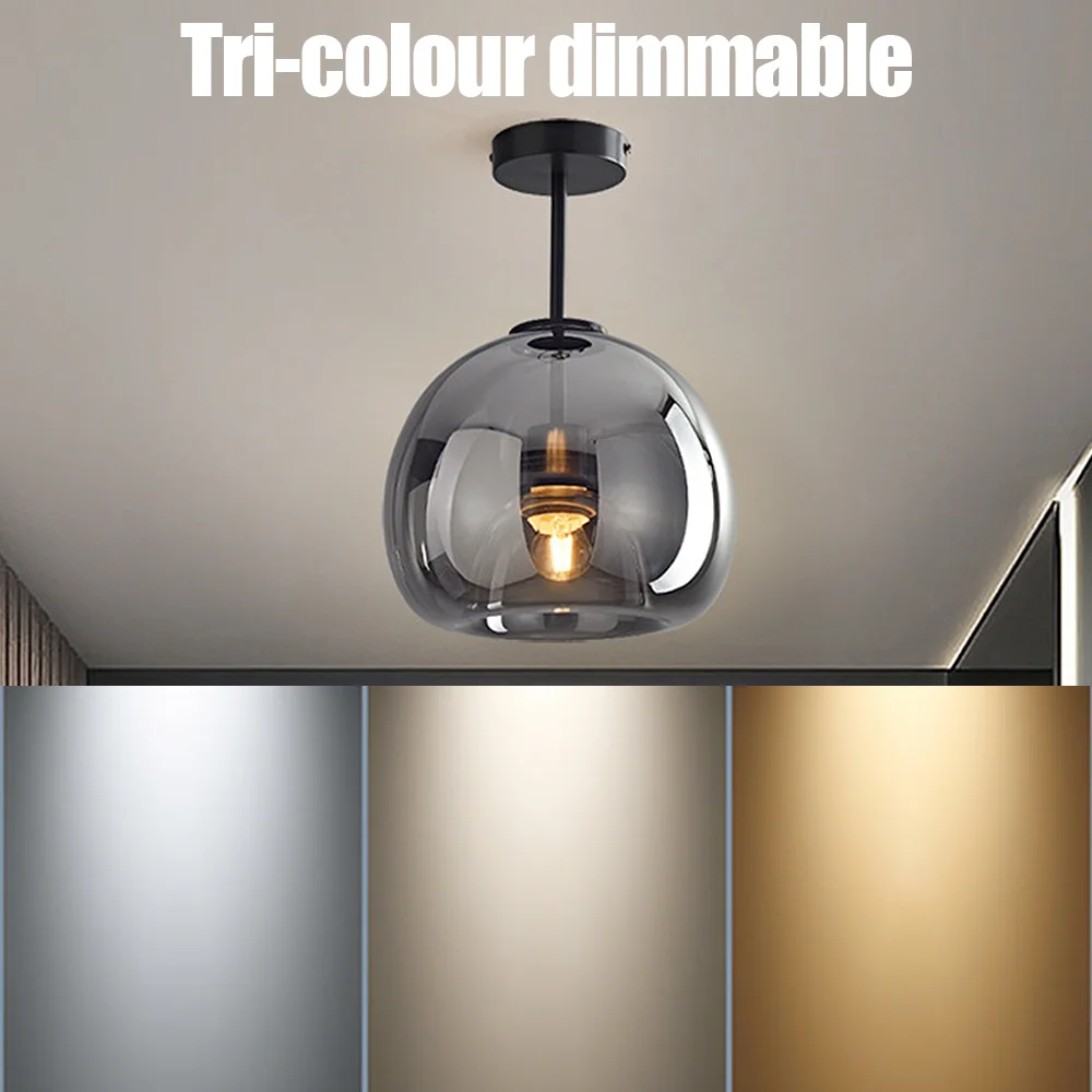 Современный потолочный светильник в скандинавском стиле из коньячного стекла