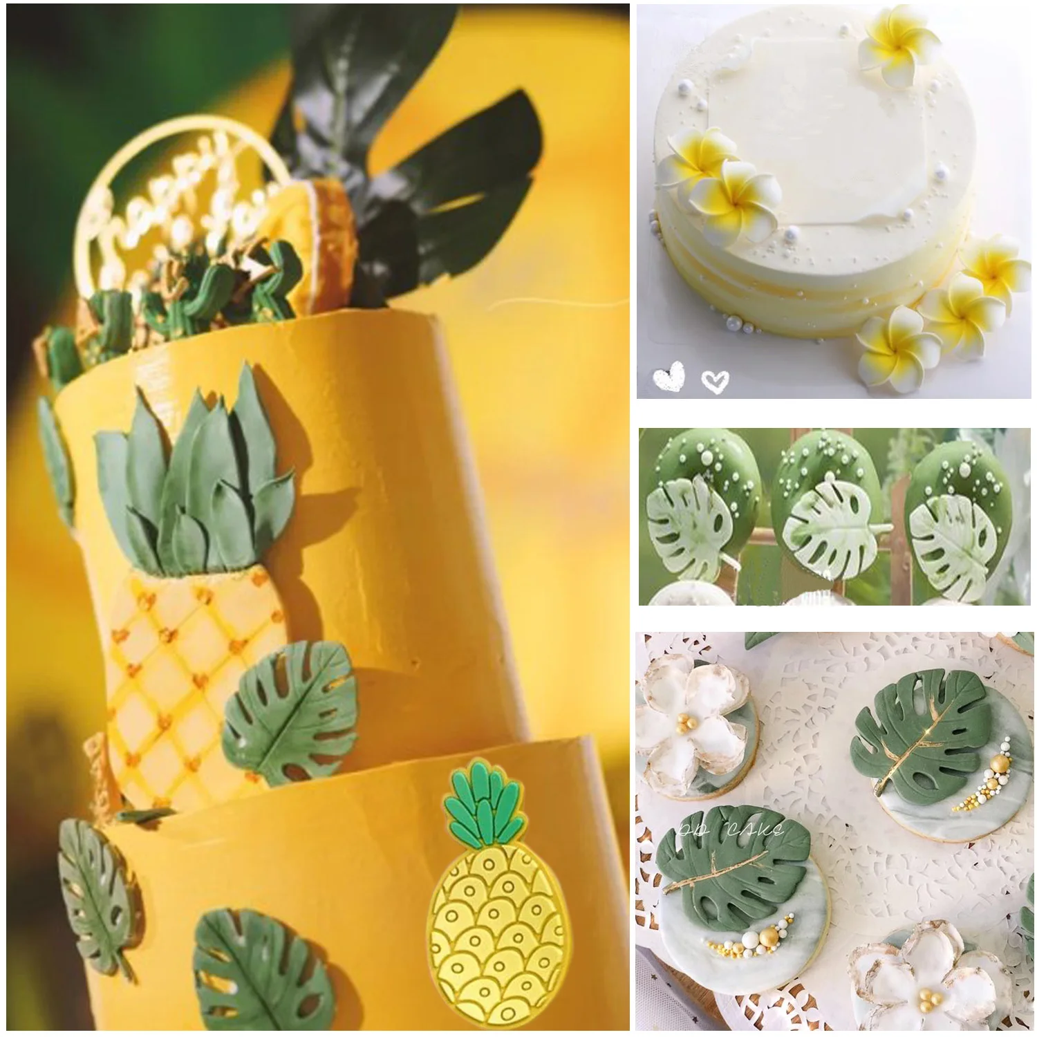 Силиконовая форма в виде фламинго тропических листьев для плюмерии гибискуса