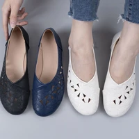 summer white cutout elegant shoes woman low heels womens cozy office loafers womens shoes flats ladies slip on driving shoes