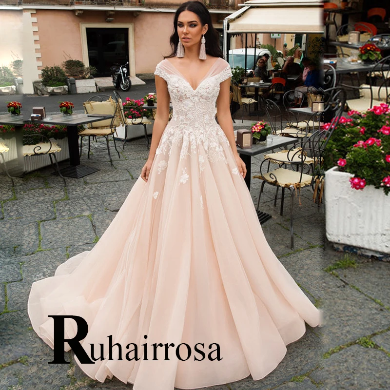 

New Arrival Ruhair Champagne Romantic Wedding Gown For Bride Off the Shoulder High-Low Customised Robe De Soiree De Mariage