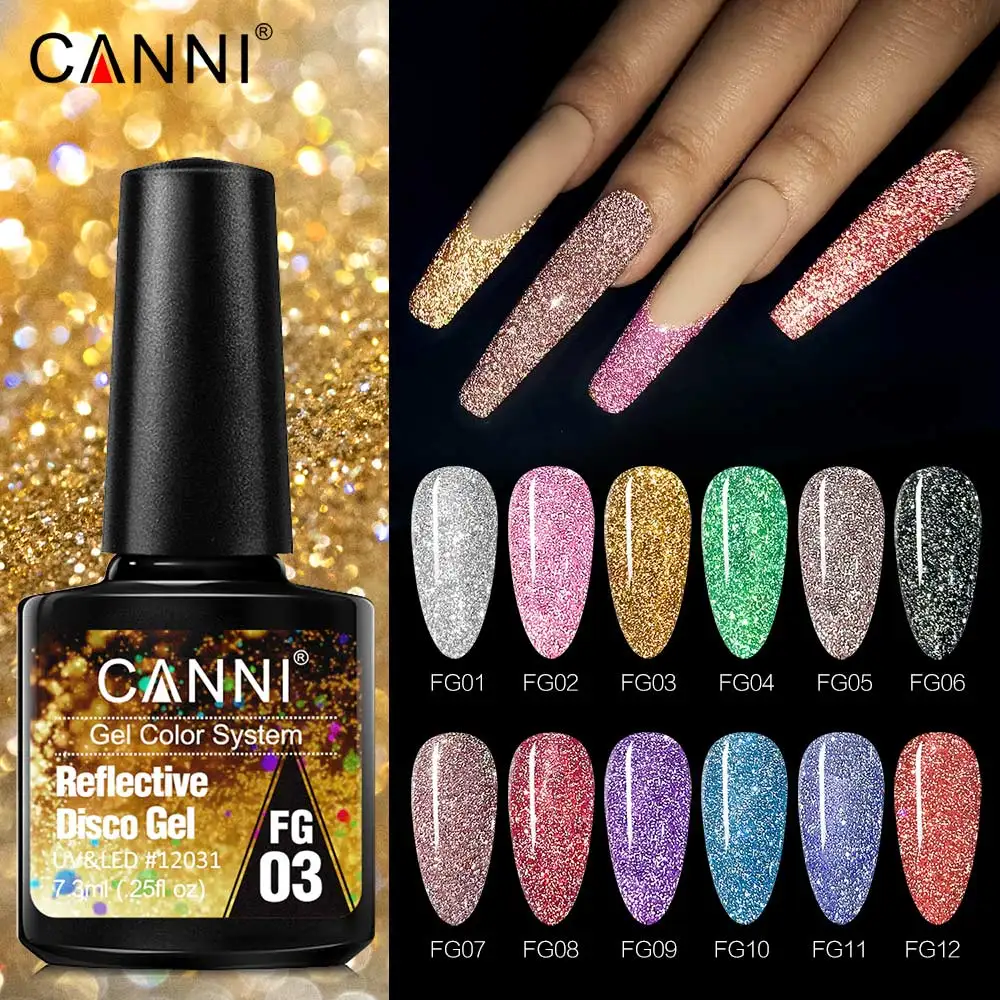 Canni 7,3 мл Светоотражающий блестящий гель Sparkle Disco Лак для ногтей Гель для замачивания УФ-светодиодный гель для ногтей Супер лазерный полуперманентный (art.: 3920bbcea267d) - 3920bbcea267d