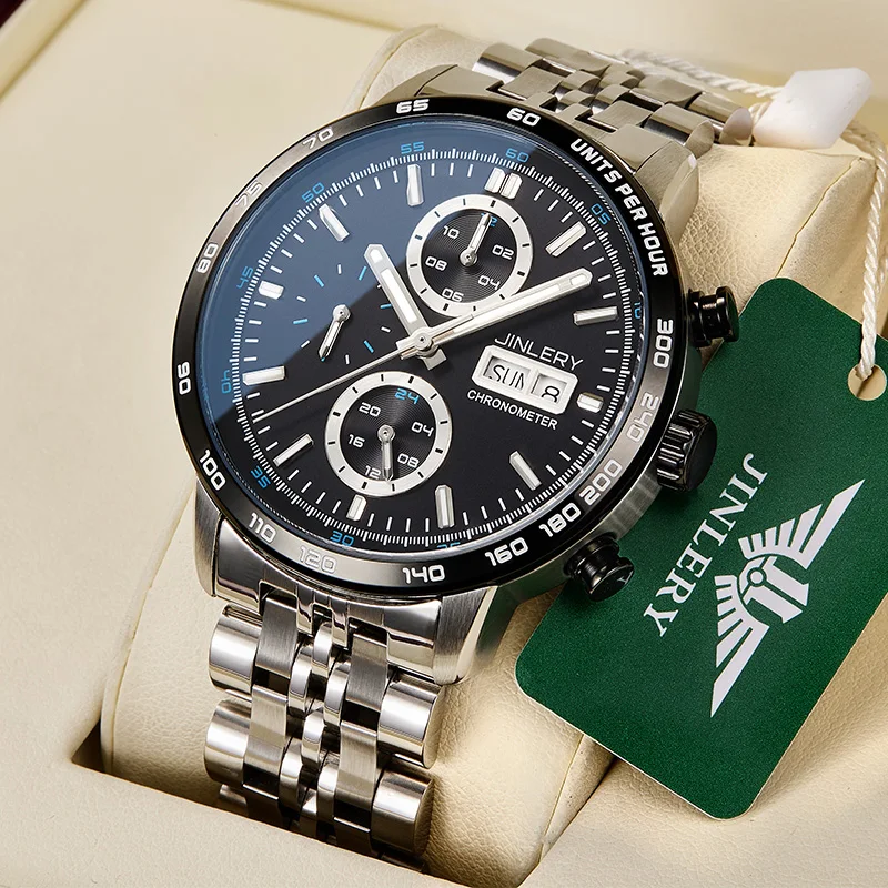 

JINLERY Automatic Mechanical Watch for Men Luxury Man Wristwatch Relogio Masculino Stainless Steel Bracelets Sapphire Crystal