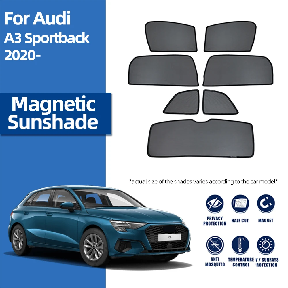 

For Audi A3 Sportback 8Y 2021 2022 2023 Car Sunshade Visor Magnetic Front Windshield Curtain Rear Side Window Sun Shade Shield