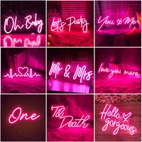 Pink Neon Sign Home Decor Custom Personalized LED Neon Light Sign For Bedroom 5V Dimmable Wedding Party Lamp Light Up Letters