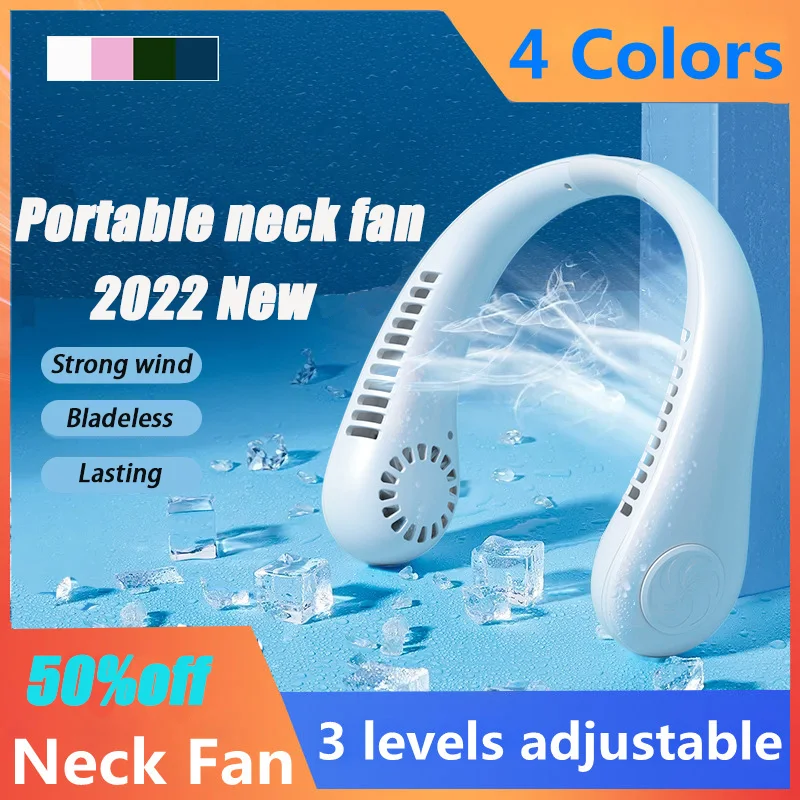 

Portable Hanging Neck Fan Mini Electric Wireless Fan USB Rechargeable Bladeless Mute Fans Air Conditioning Cooler for Sports