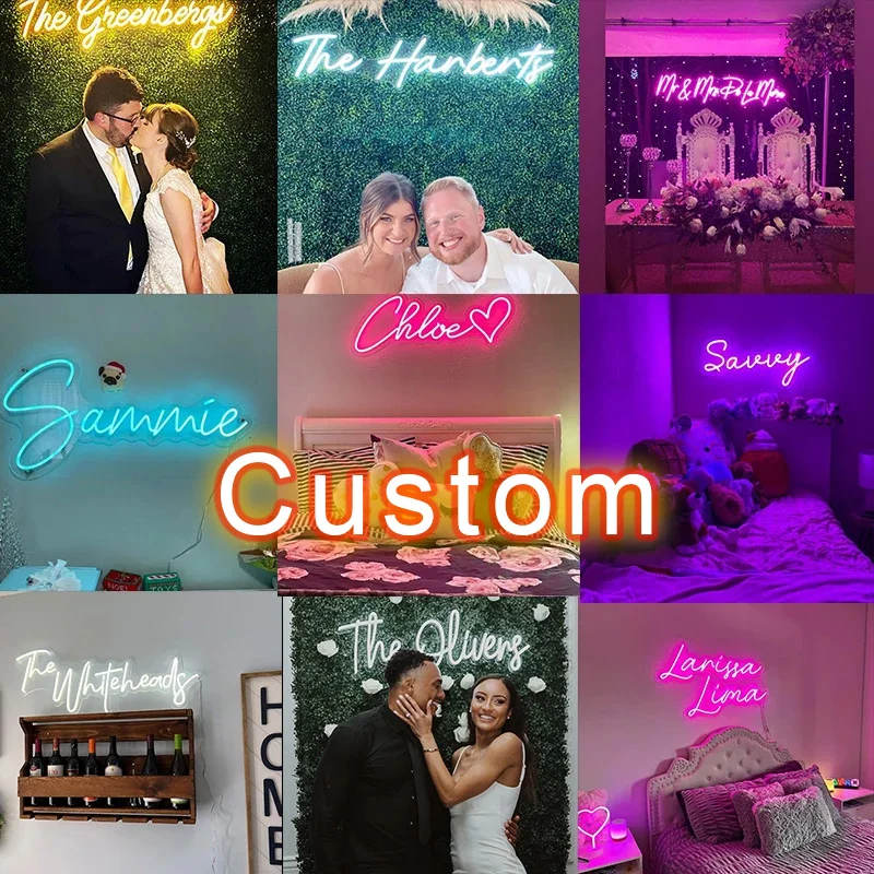 Custom Family Name Neon LED Anime Night Light Sig Wedding Initial Personalized Neon Sign Kids Bedroom Wall Decor Christmas Gift