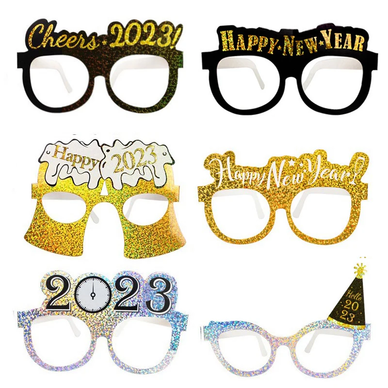 

Happy New Year Paper Glasses 2023 Eyeglasses Frame Photo Booth Props kids toy New Year's Eve Party Decoration Christmas Supplies