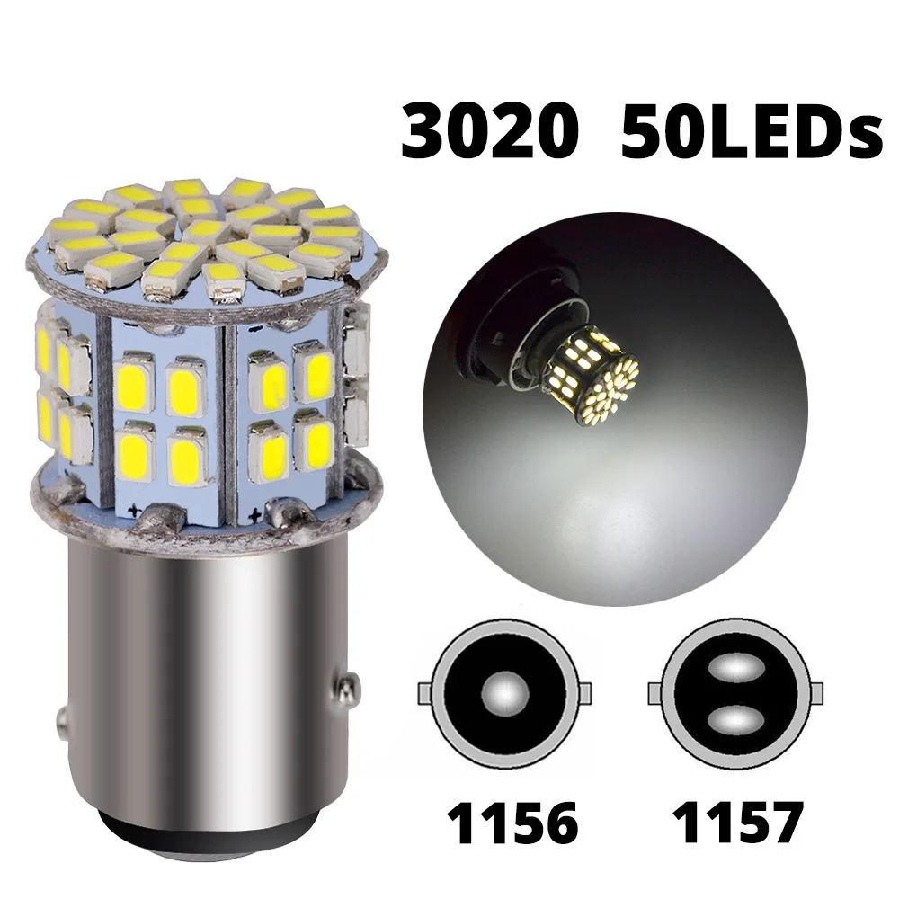 

2/4Pcs 1156 1157 3020 50SMD Car Brake Light P21W Auto Turn Signal Bulb LampCar Styling License Plate Lights Trunk Reversing Lamp