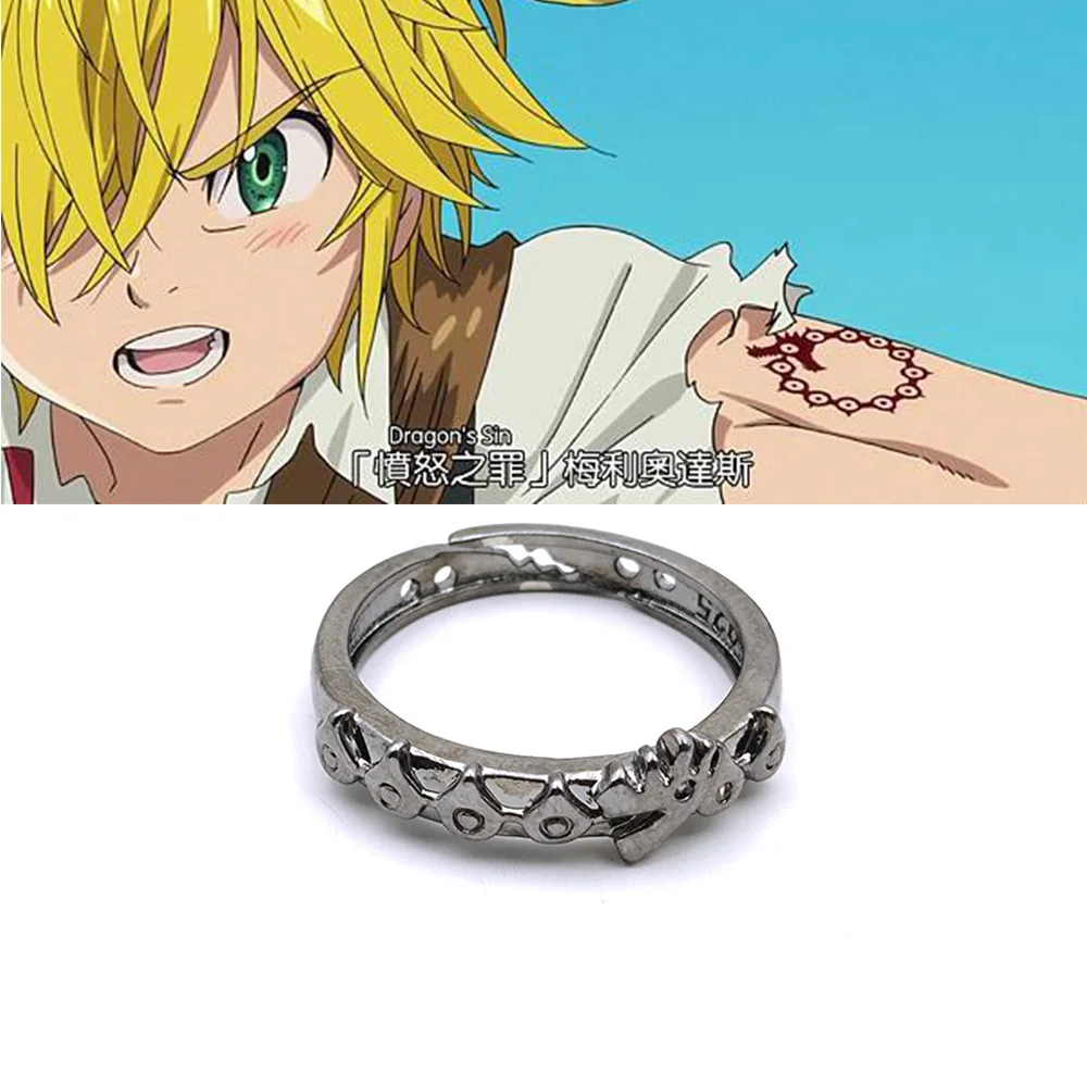 

Anime The Seven Deadly Sins Ring Cosplay Meliodas Dragon's Sin of Wrath Adjustable Open Ring Unisex Jewelry Gift Accessories