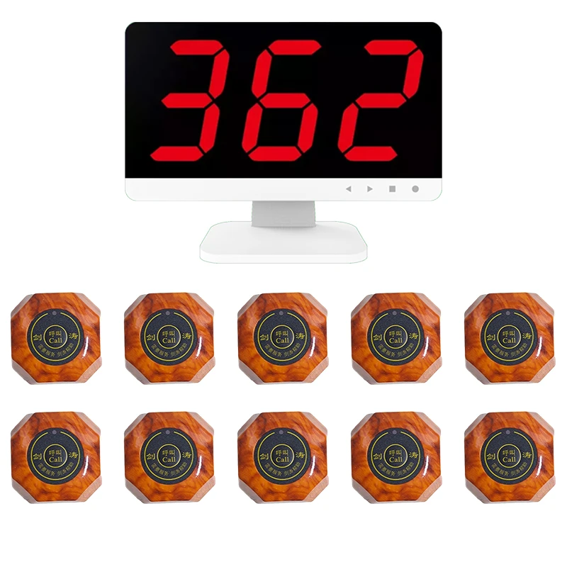 JIANTAO JT-362+B1B With 10 Pagers Sound Amplifier Waterproof Wireless Calling System 3 Digit Led Display For Hookah Restaurant