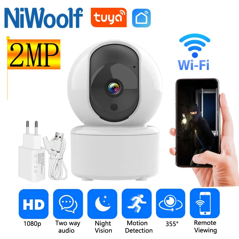 Tuya Wifi Camera Indoor Mini 1080P IP Camera 2MP PTZ Smart Home Security Alarm Surveillance Night Vision Baby Monitor