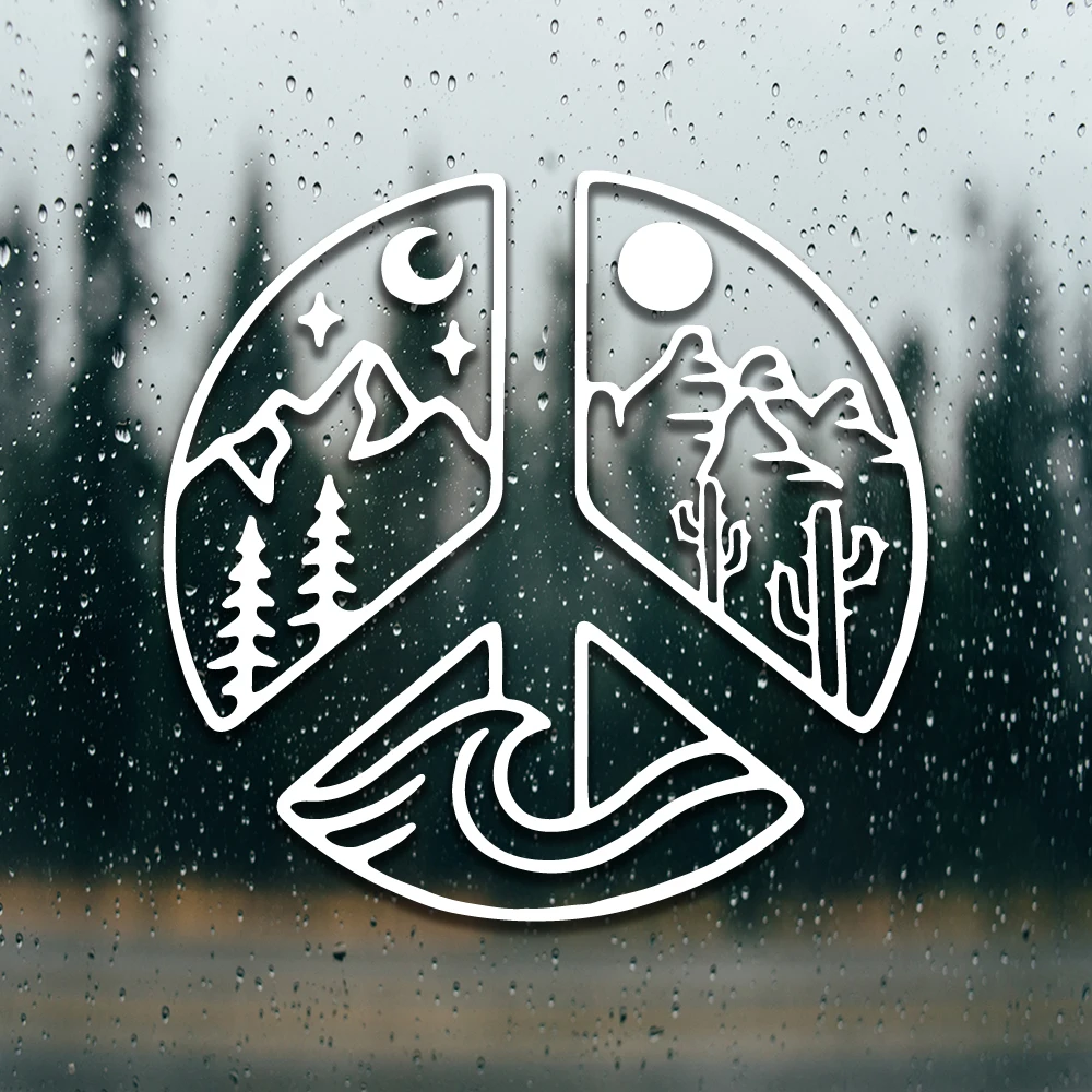 

Автомобильная виниловая наклейка, стильная наклейка на улицу, дизайн солнца, луны, реки, Внешнее украшение автомобиля, наклейки на бампер, заднее окно, чашку, ноутбук