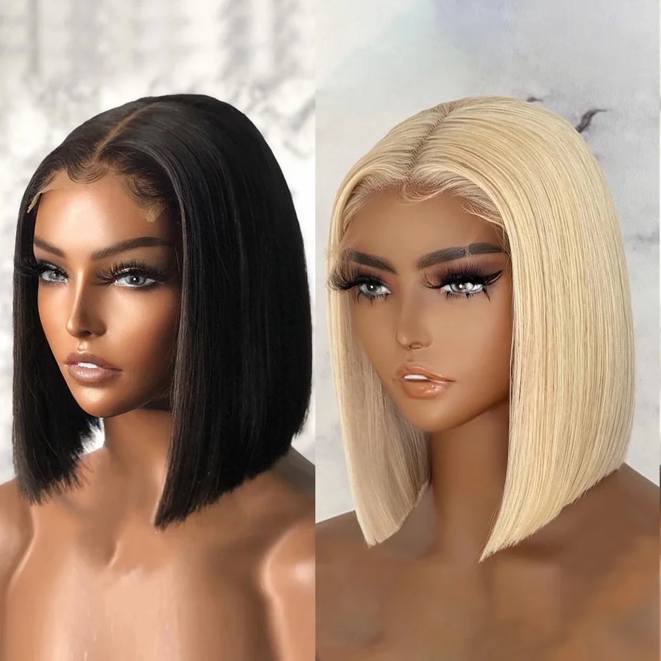Short Straight 613 Blonde Bob Wigs 13x4 Natural Human Hair Short Wig for Black Women Brazilian Remy Pre-plucked Baby Hair  - buy with discount