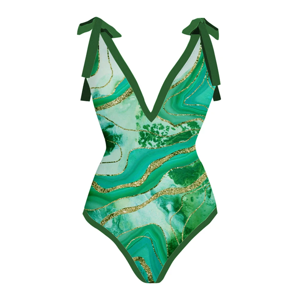 

Пляжная одежда с винтажным принтом и цветными блоками, зеленый слитный купальник и юбка, праздничное пляжное платье, дизайнерский купальный костюм, летняя одежда для серфинга